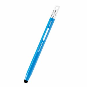 エレコム タッチペン 六角鉛筆型 子ども向け ストラップホール付き 超感度タイプ (スマホ/タブレット 対応) ペン先交換可能 ブルー P-TPE