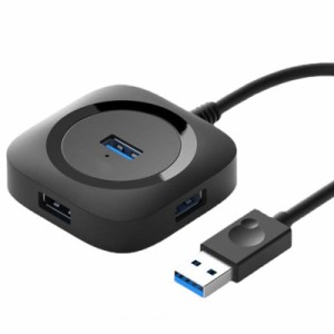 GUROYI USBハブ 3.0 4ポート USBポート増設 ハブ、最新の円形・四角形デザイン、軽量コンパクト、バスパワー対応、Micro USB電源端子付き