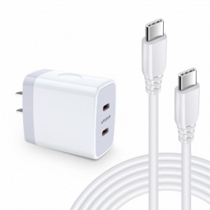 Viviber 急速充電器 Type-C ACアダプター タイプc充電器 (USB-C 2ポート/40W/PSE認証) PD USB Cケーブル付き iPhone 15 pro Max 充電コン