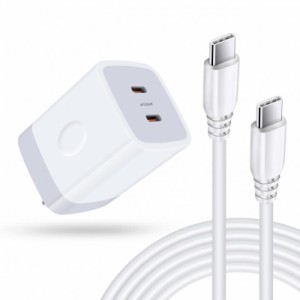 急速充電器iPhone 15充電器 40W Type cポート*2 USB-Cケーブル1.83m*1本付き USBコンセント type c充電器 ACアダプター スマホ充電器 タ