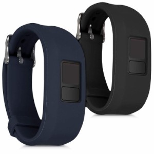 2x 交換ベルト 対応: Garmin Vivofit 3 バンド - シリコンバンド ソフト TPU 耐久性 黒色/紺色 (L, 黒色 / 紺色)