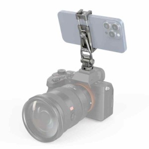 SmallRig 汎用アルミスマホホルダー カメラ用 三脚 一脚用アダプター コールドシューと1/4 -20ネジ穴付き 三脚/カメラ用アダプター 360°