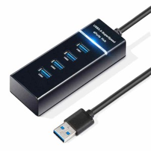 USB ハブ USB3.0 4ポート ハブ 軽量 増設 5Gbps高速転送 バスパワー usb hub ノートPC対応 MacOS/Windows/Android/Linux対応 コンパクト 