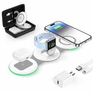 3 in 1 MagSafe充電器 折りたたみ式 ワイヤレス充電器 Apple Watch充電器 マグネット式 iPhone 15/14/13/12/11/8/X/XR/XS/SE Airpods 3/2