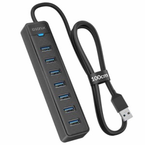 iDsonix 7ポート USB ハブ 3.0 [1m ケーブル] USB 拡張ハブ 高速5Gbps データ送信、USB マルチポート アダプタ、usb3.0 ハブ ロングケー