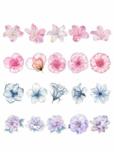 Zolarkar レトロ 花 コラージュ 素材 シール 花 フレークシール ステッカー 40PCS PET 耐水性 DIY 手作り デコシール (花 B)