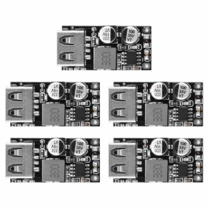 Aideepen 5個セット DC-DC可変降圧コンバータ 8V-30V 12V 24V降圧ボード QC3.0高速充電シングルUSB電源モジュール