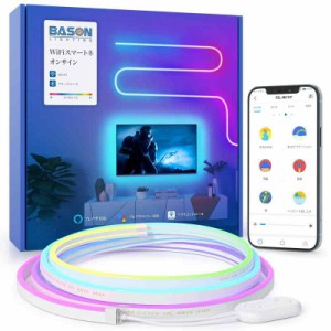 BASON ネオンライトLEDテープライト 自己設計可能&色認識可能 プラグアンドプレイ 音楽同期 タイマー機能 多様な照明モード ネオンサイン