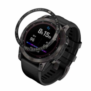 kwmobile 対応: Garmin Fenix 7 ベゼルリング フィットネストラッカー - ベゼル保護 ウォッチに個性を 黒色/シルバー (黒色 / シルバー)