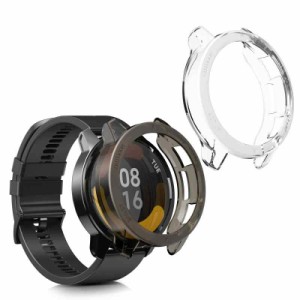 kwmobile 2x ケース 対応: Xiaomi Watch S1 Active カバー - 耐衝撃 全面保護 TPU 軽量 - クリア 透明 黒色/透明 (黒色 / 透明)