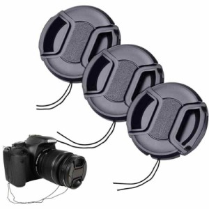 レンズキャップ インナー式ワンタッチレンズキャップ 3個セット 脱落防止フック付き レンズプロテクトキャップ カメラ レンズキャップ (4