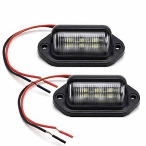 KYOUDEN LED ナンバー灯 ライセンスランプ 小型 汎用 LED ナンバープレートライト 12V 24V兼用 6連 SMDチップ ホワイト 2個入り (ブラッ