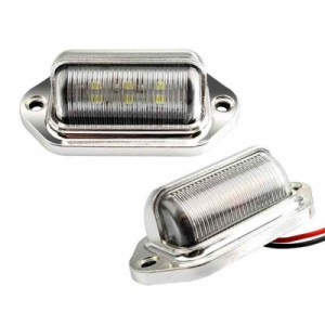 KYOUDEN LED ナンバー灯 ライセンスランプ 小型 汎用 LED ナンバープレートライト 12V 24V兼用 6連 SMDチップ ホワイト 2個入り (シルバ