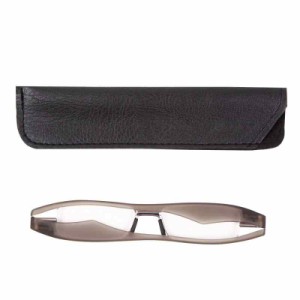 [PrePiar] 老眼鏡 3ヶ月 専用ケース付 おしゃれ 携帯用 軽量 超軽 コンパクトグラス ノーズパッド メンズ (+1.00, グレー)