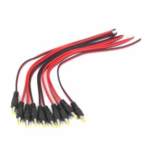 【ノーブランド品】CCTV　セキュリティ用　12V　DC電源　ピグテール　オス　5.5x2.1mm　ケーブル　プラグ　ワイヤー　10個