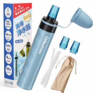 【防災士推奨】GreeShow 携帯浄水器 濾過器 アウトドア 浄水器 キャンプ用品 非常用 防災グッズ 簡易浄水器 登山用 地震 災害 軽量コンパ