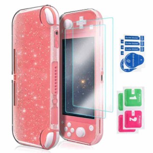 DLseego Switch lite に対応 ケース ガラスフィルム(2枚セット) シリコンケース スイッチライト 用 ソフトカバー 超薄 透明 9H硬度 超軽