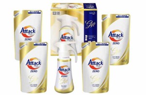 【洗剤ギフト】 アタックZERO ワンハンドプッシュ400g*1本 つめかえ360g*4袋 (抗菌+プラス 24時間部屋干し臭を防ぐ)