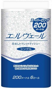 エリエール トイレットペーパー エルヴェール 200m× (6ロール (x 1))