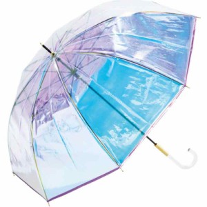 Wpc. 雨傘 ［ビニール傘］パイピング シャイニー ピンク 長傘 60cm レディース 大きい キラキラ オーロラ 虹 カラフル フォトジェニック 