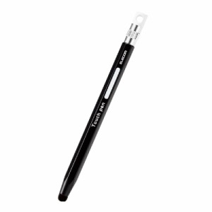 エレコム タッチペン 六角鉛筆型 子ども向け ストラップホール付き 超感度タイプ (スマホ/タブレット 対応) ペン先交換可能 ブラック P-T