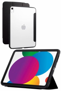 エレコム iPad 10.9 第10世代 (2022年) ケース カバー ハイブリッドケース フラップ付き TOUGH SLIM LITE ブラック TB-A22RTSLFCBK