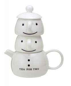 サンアート かわいい食器 「 Tea for Two 」 ティーポット&カップ(2人用ティーセット) ホワイト SAN201