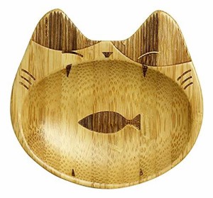 セラミック藍 猫型 竹小皿 (魚)