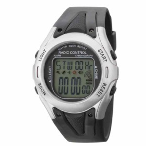 [クレファー] 腕時計 デジタル 電波 防水 多機能 ウレタンベルト TE-D190-SV メンズ ブラック