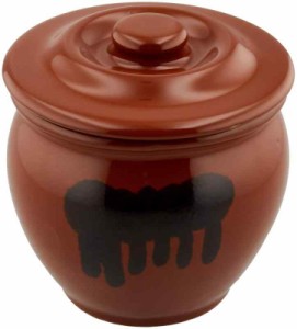 リビング 漬物容器 ミニ壺 0.9L 陶器 樽 ぬか漬け 梅漬け 保存容器 丸型 茶色