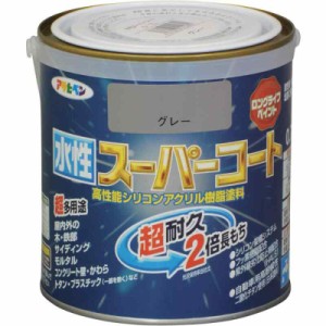 アサヒペン 塗料 ペンキ 水性スーパーコート 0.7L グレー 水性 多用途 ツヤあり 1回塗り 超耐久 ロングライフペイント 特殊フッ素樹脂配