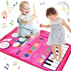 Kabeila おもちゃ ピアノマット キーボード 女の子 男の子 子供 折り畳み 6種類楽器音 録音・再生機能 柔軟素材 滑り止め おもちゃ 女の