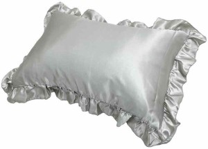 モリピロ(MORIPiLO) シルク枕カバー シルキータッチ 洗える フリル付き シルバーグレー 43x63cm なめらかな肌触り 3つの保湿成分 ファス