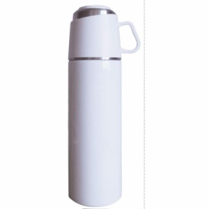 ROCCO ロッコ ワンプッシュアンドコップ ボトル 500ml ステンレスボトル コップ付き 保温 保冷 茶葉 (アイボリー)