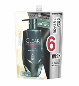 【大容量の6個分】 CLEAR(クリア) フォーメン トータルケア スカルプ シャンプー お得な詰め替え用 グリーン 1680グラム (x 1)