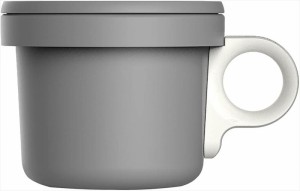 オヴジェクト 日本製 マグカップ ほうろうフックマグ 240ml グレー/ホワイト O-EFMS-GYWH, 9.4×13×7.5cm