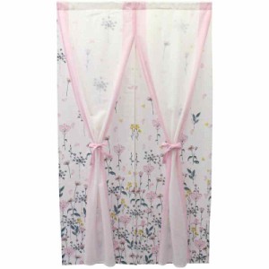 SunnyDayFabric のれん ２重のれん パウダーカラー ピンク リボン 約幅85cmx丈150cm