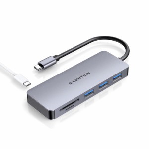 LENTION 6in1 USB Type-C ハブ PD充電 60W USB 3.0 ×3 Micro SD/SDカードリーダー UHS-I対応 CB-C16s 交換アダプター MacBook Pro Air、