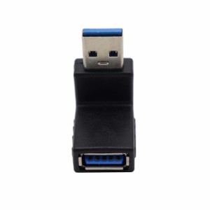 ViViSun USB3.0対応 L字型アダプタ90°垂直 USBアダプタ 方向変換 USB3.0-A(オス)／USB3.0-A(メス） (上L, ブラック)