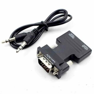 HDMI to VGA 変換 アダプタ 音声出力 1080P HDMI(メス)からVGA（オス）へ変換ケーブル ビデオ変換アダプター パソコン/ノートパソコン/PC