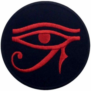 ホルスウェジャトの目刺繍入りアイロン貼り付け/縫い付けワッペン (赤)
