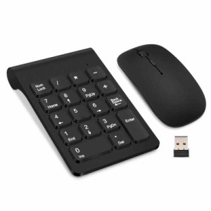 Lefon ワイヤレステンキー マウスセット 2.4Ｇ 数字キーボード＆マウス セット 18キー 小型 持ち運び USB接続 無線 ナンバーパッド USBレ