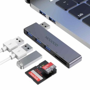 MOGOODアダプター5 in 1、1 USB 3.0と2 USB 2.0を持つUSB Cハブマルチポートアダプター、SD/TF、Macbook、iMac、Surface Pro、XPS、ノー
