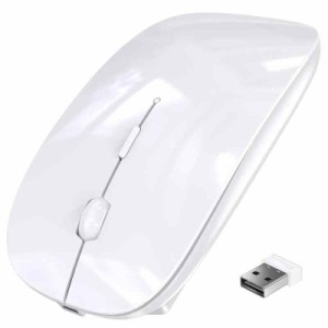 BLENCK ワイヤレスマウス Bluetooth マウス 2.4GHz 光学式 3DPIモード 充電式(White)