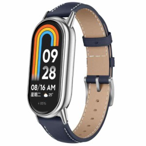 [LanQii] レザーバンド Xiaomi Smart Band 8 / Xiaomi Mi Band 8 対応 バンド ベルト ソフト 柔軟性 ビジネス風 交換ベルト レディース&