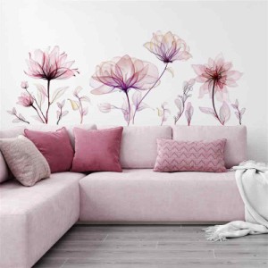 WOHAHA ウォールステッカー おしゃれ 大きい花 ピンク 絵画風 壁シール はがせる ソファーの背景 花飾りペーパー リビングルーム ベッド