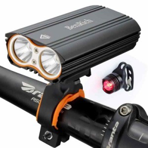 BenRich 自転車 ライト 2400ルーメン 4段階調光 LED サイクリングライト 4400mAh USB充電式 アルミニウム合金シェル製 防水 夜間のライデ