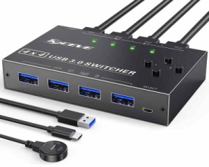 デュアル モニター KVM 切替器 (4 IN 4 OUT USB)