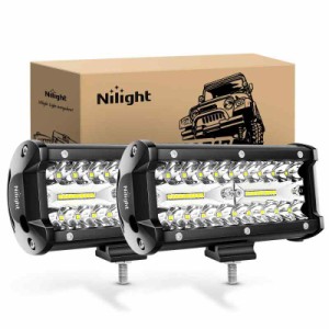作業灯 LED作業灯 ワークライト デッキライト ２個セット LEDライトバー LED投光器 車 屋外 汎用コンパクト 12v-24v LED作業灯 Nilight (