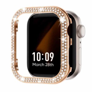 Missair コンパチブル アップルウォッチ カバー キラキラ ステンレス Apple Watch ケース 金属 ダブルダイヤモンド アップルウォッチ 飾